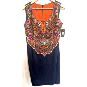 Muse Embroidered Abstract Shift Dress Size 6 Career Office Siren Work Corpcore